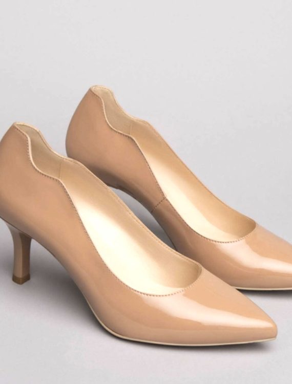 NeroGiardini Nude Patent Low Heel Court Shoes