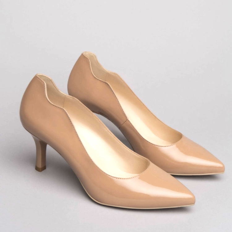 NeroGiardini Nude Patent Low Heel Court Shoes