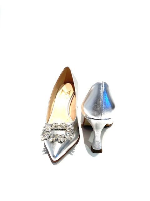 Marian Silver Buckle Court Shoes