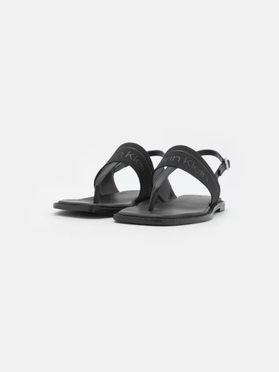 Calvin Klein Squared Flat Toe Post Sandals in Black