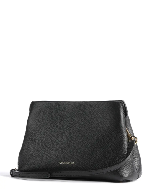 Coccinelle Beat Clutch in Grained Black Leather