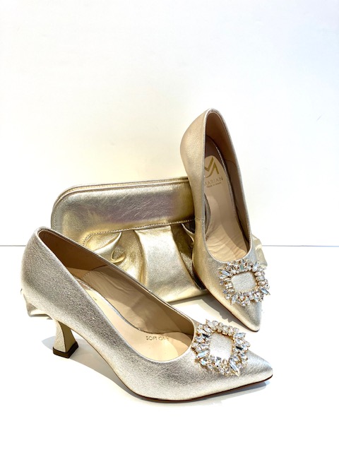 Marian Champagne Buckle Court Shoes