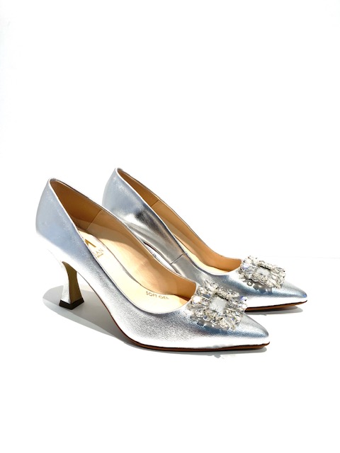 Marian Silver Buckle Court Shoes
