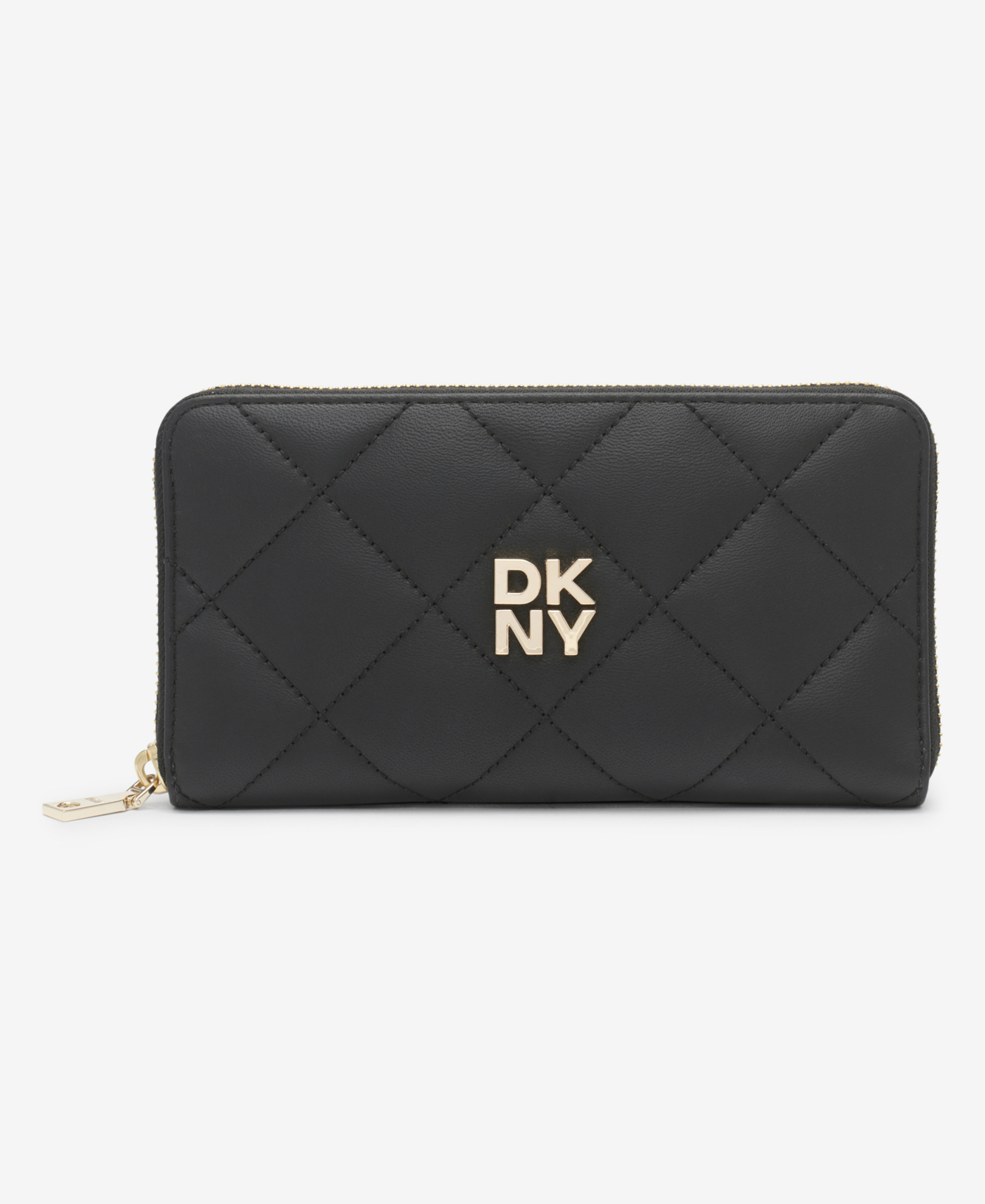 DKNY Red Hook Large Zip Around Quilted Wallet in Black