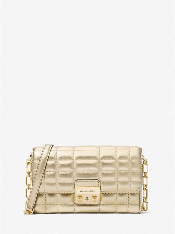 Michael Michael Kors Tribeca Quilted Convertible Crossbody Bag in Pale Gold