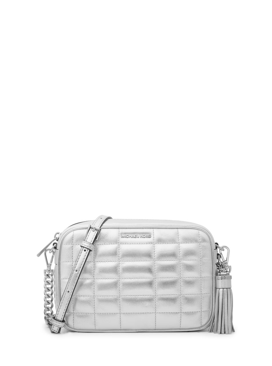 Michael Michael Kors Jet Set MD Quilted Camera Bag in Silver