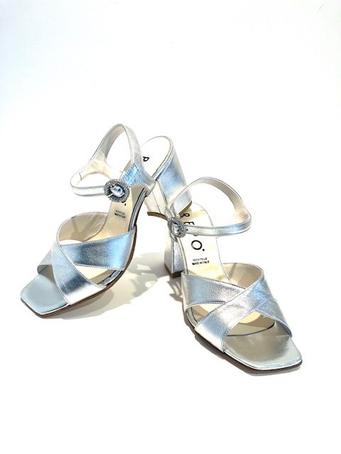 REPO Block Heel Silver Sandals