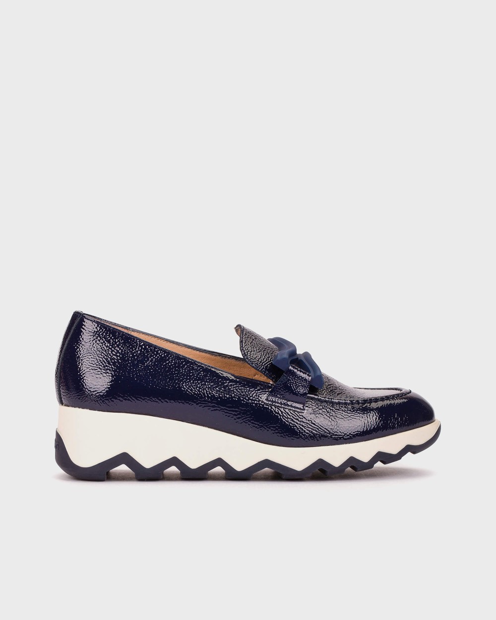 Wonders Simon 20 Wedged Loafers in Navy Patent