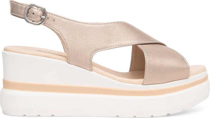NeroGiardini Mid Wedge Sandals in Champagne