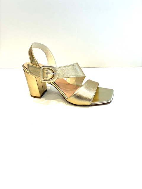 REPO Gold High Block Heel Sandals 1