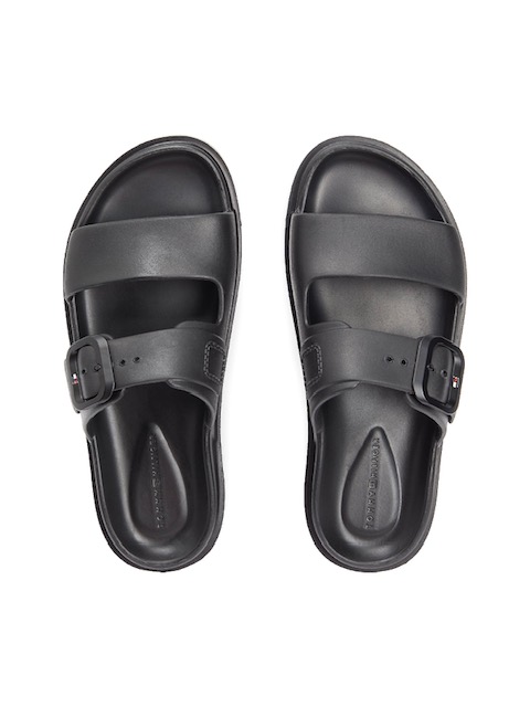 Tommy Hilfiger Double Strap Slides in Black