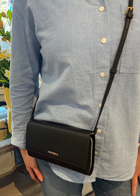 Coccinelle Plisse Phone Crossbody in Black