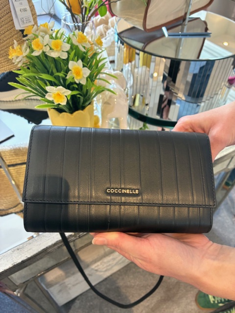 Coccinelle Plisse Phone Crossbody in Black